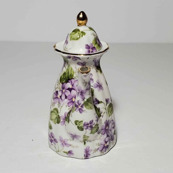 Victoria's Garden Mini Teapot Purple Violets 4.5" - Picture 5 of 8